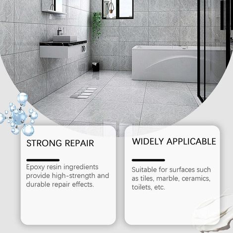 Enduit de rebouchage carrelage 100 g, pâte de réparation professionnelle, séchage rapide et étanche, kit complet avec colle et papier abrasif, idéal pour murs carrelés, baignoires et rénovation de sal
