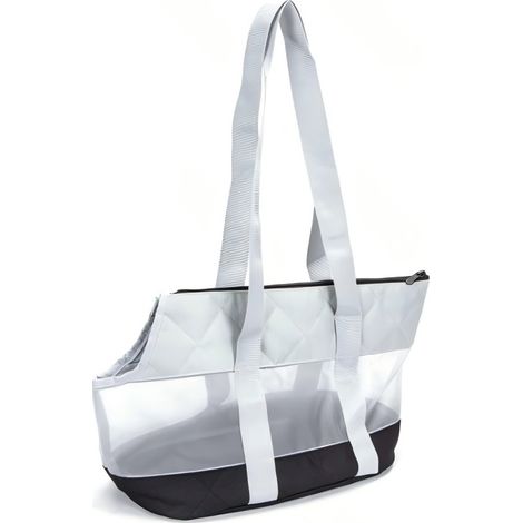 Sac de voyage rembourré pour chiens et chats, avec fond en filet transparent et poignées renforcées. (1/2)