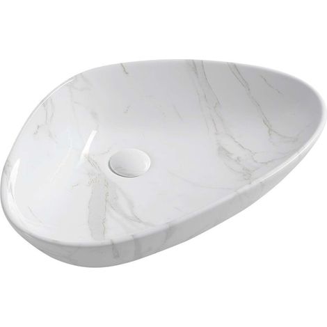 Sapho Dalma - Aufsatzwaschtisch, 59x39 cm, ohne Hahnloch, ohne Überlauf, Carrara MM217 (1/5)