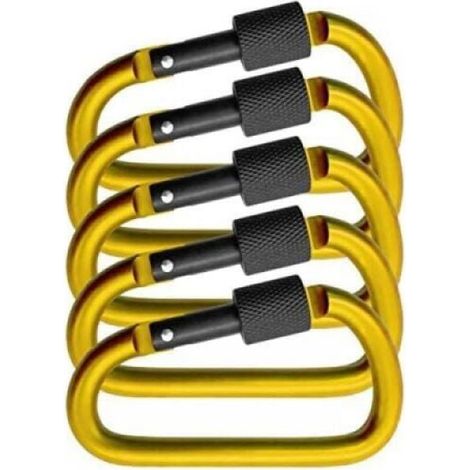 (78×42×7mm) Lot de 5 grands mousquetons à vis, mousquetons pour la fixation d'équipement, aluminium (1/4)