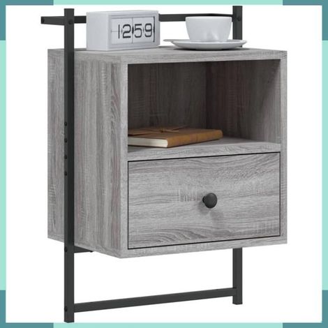 Table de chevet - 833440 - Sonoma gris - Bois d'ingénierie & métal - Lot de 2 40x30x61 cm (1/5)