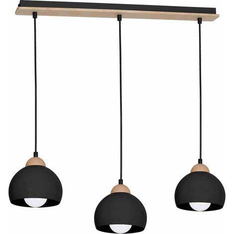 Suspension Milagro Dama moderne noire bois 3xE27 64cm (1/5)