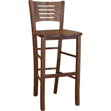 Barhocker „Verona“ aus dunklem Walnussholz, H 73, mit massiver Sitzfläche