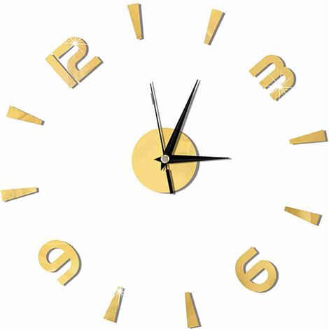 Wanduhr-Aufkleber, 1 mm Acrylspiegel, DIY-Uhrendekoration, moderne Wanddekoration für Zuhause, Büro oder Zimmer (Gold) (1/5)