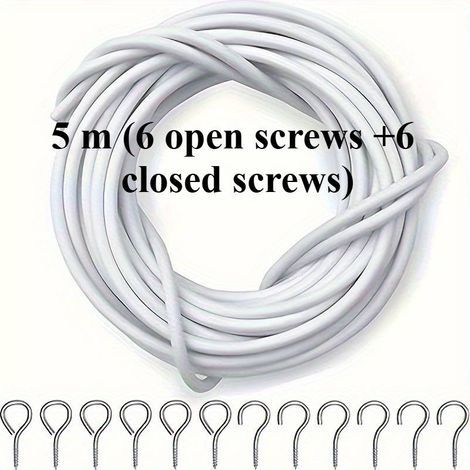 Accessories for 5 meters of white curtains with 6 hooks and a spring cord for hanging curtains. (1/5)