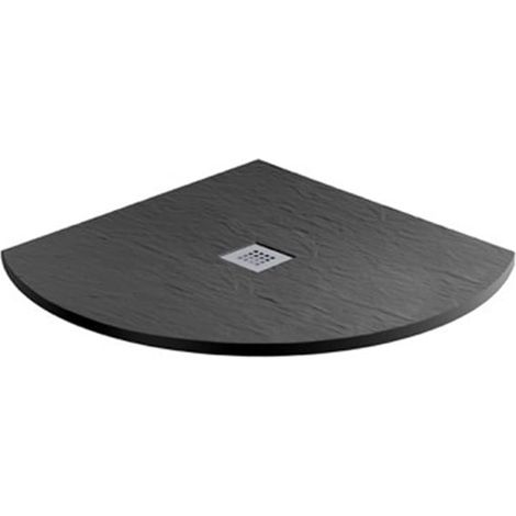 MX Minerals Jet Black Slate Effect Quadrant Shower Tray 900mm x 900mm (1/4)