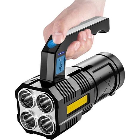 Hochleistungs-Außen-Taschenlampe, 4 LEDs, USB-aufladbar, tragbar und leistungsstark.