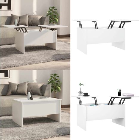 Table basse blanc 80x50x42,5 cm bois d'ingénierie - Table basse moderne - Rangement (1/5)