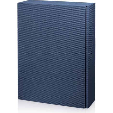 500 x Präsentkarton für 3 Flaschen 360x250x90 mm offene Welle Blau (1/4)