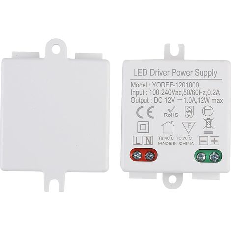2 Pièces Mini Transformateurs LED 12V 12W, Driver 230V vers 12V DC IP67 Étanche, Alimentation Compacte Sans Charge Minimale, Pour Rubans, Ampoules G4, MR11, MR16, Éclairage Intérieur (1/5)