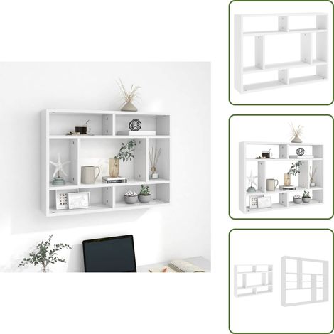 Wandregal Weiß 75x16x55 cm Holzwerkstoff - Wand Regal - Holzregal - Weißes Regal - Regal Dekoration - Aufbewahrungslösung (1/5)