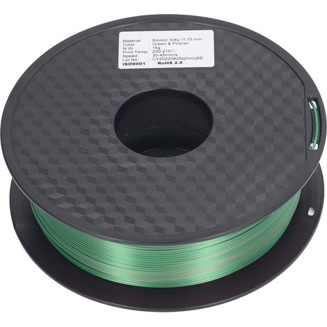 Zweifarbiges PLA-Filament, pfirsichgrün und rot, seidig-glänzendes Aussehen, für 3D-Drucker, Durchmesser 1,75 mm. (1/5)