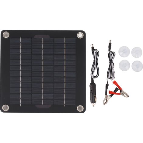 Kit panneau solaire portable 5W, chargeur et mainteneur de batterie solaire 12V pour usage extérieur (1/5)