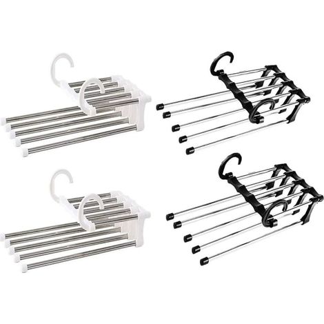 Cintre pliable pour pantalon, 4 pièces en acier inoxydable, gain de place, cintre de voyage avec pince, idéal pour robes, foulards et pantalons (1/5)