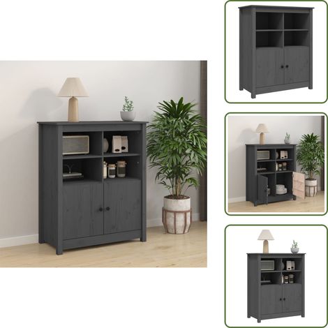 Buffet Gris 83x41,5x100 cm Bois massif de pin - Buffet - Meuble De Rangement - Armoire - Commode - Bois Massif (1/5)