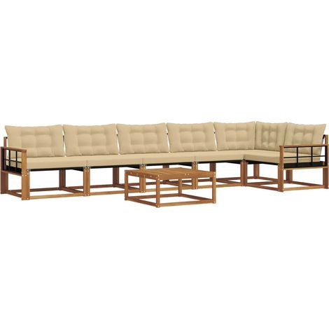Ensemble de canapés d'extérieur 7 pcs Salon de jardin Naturel et Beige (1/5)
