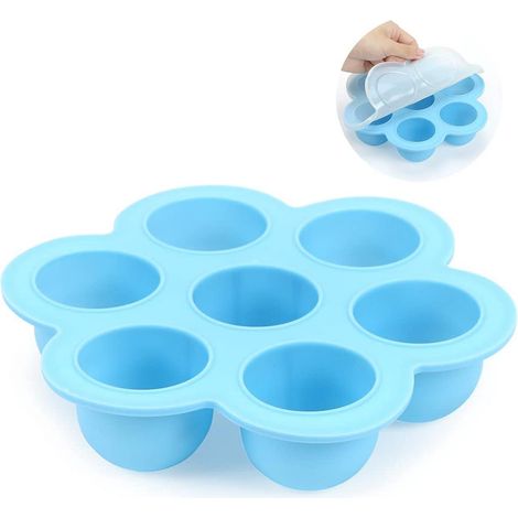 Bac à glaçons en silicone pour purée bébé, moule à glaçons premium résistant à la chaleur, compatible four et micro-ondes, sans BPA (bleu) (1/5)