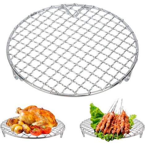 Parrilla redonda para barbacoa,15 cm,Parrilla para barbacoa,Rejilla de acero inoxidable,Rejilla para horno,Rejilla redonda para cocinar al vapor (1/5)