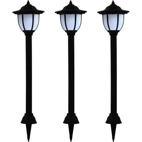 Set di 3 luci solari da giardino per esterni 16,5 x 14,5 x 73 cm facili da installare in polipropilene nero 020045902