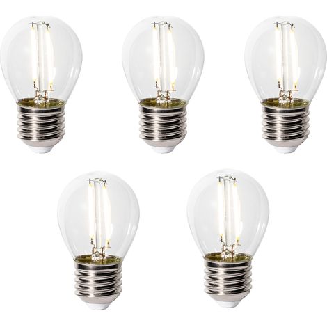 LUEDD Juego de 5 bombillas LED E27 regulables P45 cristal transparente 3W 250 lm 3000K