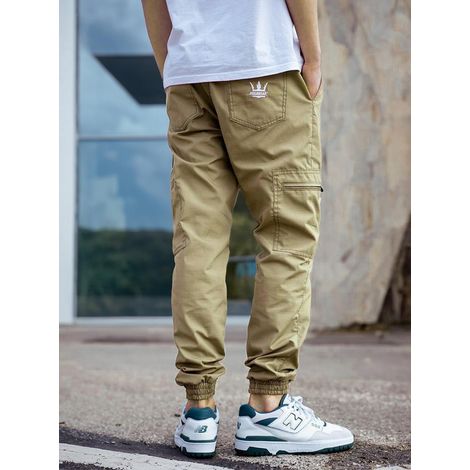 Jigga Wear Crown Ripstop Cargo Jogger Pants with Drawstring Light Beige 5XL (1/5)