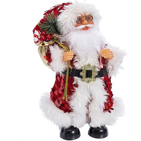 (809 Schaukelnde Weihnachtsmannpuppe – 03 rote Pailletten) Stehende, schaukelnde Weihnachtsmannpuppe, Plüschtier, Weihnachtsgeschenk, Schaufenster- oder Schreibtischdekoration (1/2)