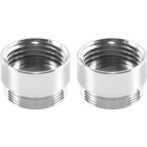 Adaptateur d'aérateur de robinet en laiton, 2 pièces, raccord fileté chromé, pour évier, cuisine, salle de bain, jardin (femelle G1/2" vers mâle M22) (1/5)