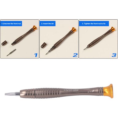 Kit 25 en 1 de tournevis de précision pour réparation de lunettes, montres et électronique, mini jeu d'embouts DIY (1/5)