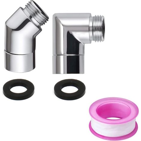Adaptador para cabezal de ducha, 2 piezas, adaptador para ducha de mano de 90 grados, adaptador para ducha de mano, conector de baño para cabezal de ducha, codo 1/2" (1/5)