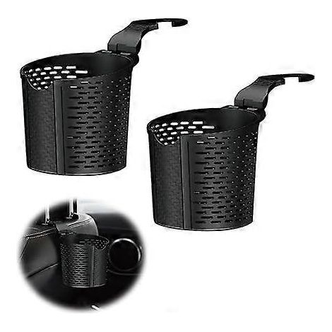 Porte-gobelet de voiture, porte-bouteille/canette, porte-gobelet suspendu universel pour boisson, thermos, café, bouteille, mini poubelle, 8,5 cm de diamètre (noir), lot de 2 (1/5)