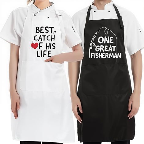 Mr & Mrs Tablier, Cadeau Couple, Cadeau Cremaillere Maison, Mr & Mrs Right Tabliers Cuisine Couple, Tablier Homme Femme Réglable pour Mariage, Fiançailles (1/5)