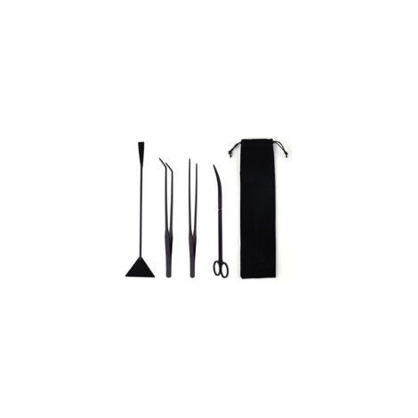 Gartenscheren-Set aus Edelstahl für Aquarien – Schwarz – 4-teilig mit Tragetasche (1/5)