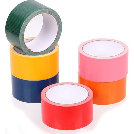 Lot de 6 rouleaux de ruban adhésif imperméable multi-usages 6 couleurs 5,1 cm x 9,9 m de long, arc-en-ciel, ruban adhésif très résistant, sans résidus, facile à déchirer à la main pour le (1/5)