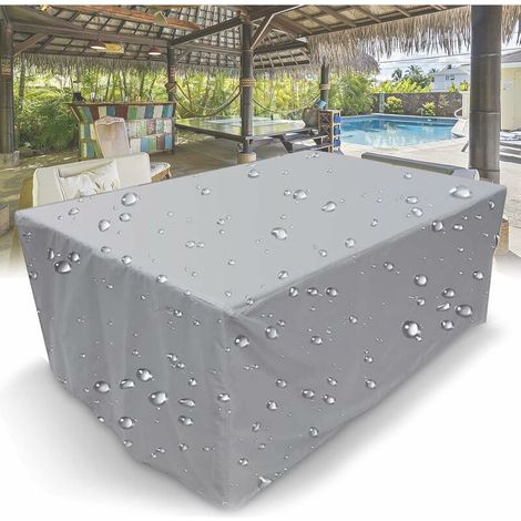 Garden Furniture Cover, 210D Rectangular Waterproof Furniture Cover with Drawstring for Garden Furniture Patio Table Furniture Cover Silver,909090cm (1/5)