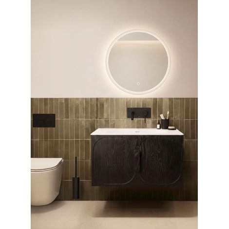 Meuble salle de bain suspendu FINN 1 tiroir BASS 120cm  noir  vasque encastrée sans trou robinet