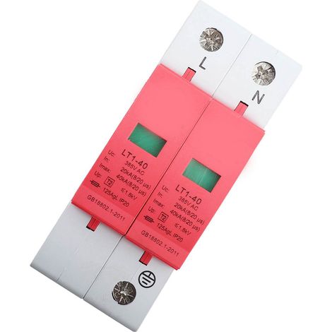 Parafoudre pour téléphone basse tension protecteur anti-foudre 2P 40KA, bornes en cuivre violet, boîtier ignifuge, montage sur rail DIN, 385V, 1 pièce (1/5)