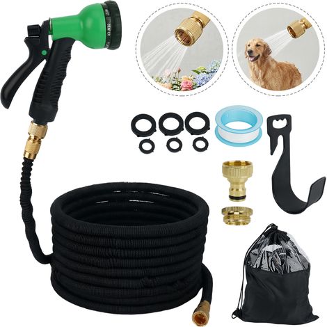 Arrosage Extensible 30m, Tuyau d'arrosage Extensible avec 8 Modes d'arrosage, Connecteur en Laiton Massif avec Adaptateur 3/4" et 1/2" pour Jardin et Lavage de Voiture (1/5)