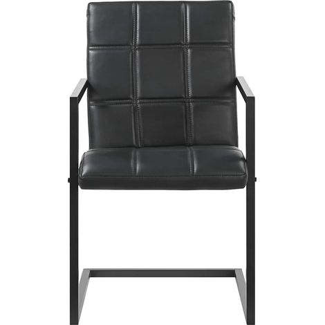 Maison Exclusive - Freischwinger 2 Stk. Schwarz Echtleder (1/5)