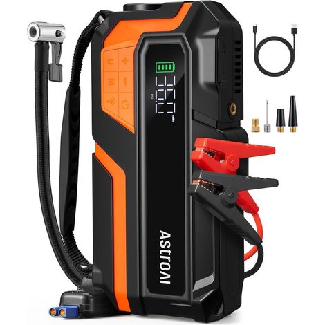 Starthilfe Powerbank mit Kompressor 150PSI für 10L Benzin/8L Diesel, 12V Autos (1/5)