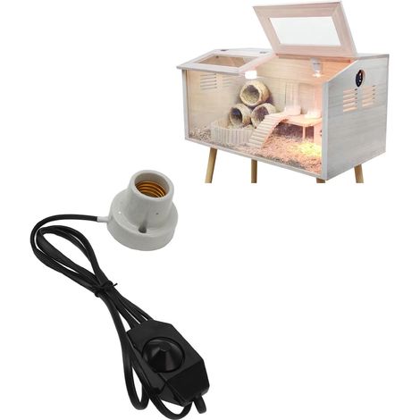 Porte-Lampe Céramique pour Reptiles E27, Support Professionnel de Lampe Infrarouge et UV avec Commutateur de Lumière pour Tortues, Lézards, Serpents, US Plug 120V (1/5)