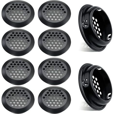 Grille de ventilation ronde, aérations en acier inoxydable, format de montage 35 mm, noir, 10 pièces(convexe) (1/4)