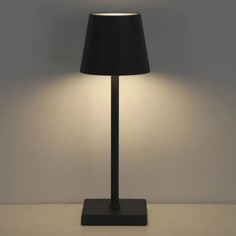 Lampe a Poser AISKDAN KD3403 - Lampe de Chevet Sans Fil - Rechargeable - Commandes Tactiles - 3600 mAh, IP44 - Noir (1/4)