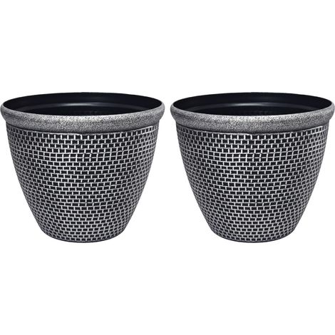 TOQUE 2PCS Plastic Garden Plant Pots 36cm Round Outdoor Planters Drainage Holes (1/5)