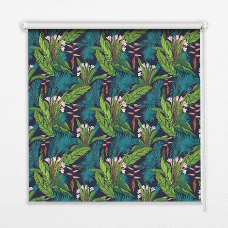 Innenrollo Fensterrollo - Rollo ohne Bohren - Sichtschutzrollo - Lichtdurchlässiges Rollo - Rechteckiges - Rollo - (150 cm x 180 cm) - Exotische Pflanzen