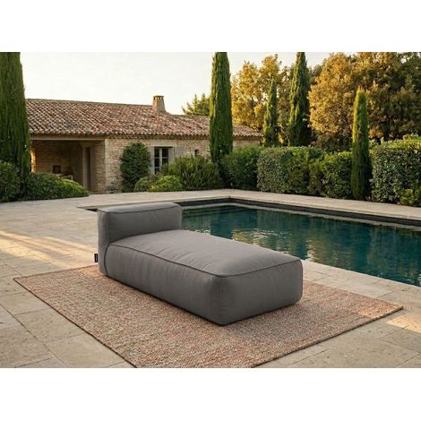 BOBOCHIC - Méridienne sans accoudoir pour canapé de jardin modulable GIULIA avec bâche de protection Gris foncé (1/5)