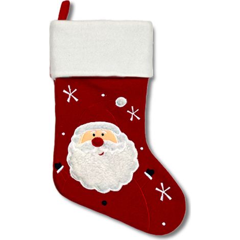 Chaussette de Noël Père Noël avec bord en fausse fourrure blanche, décoration cheminée (1/3)
