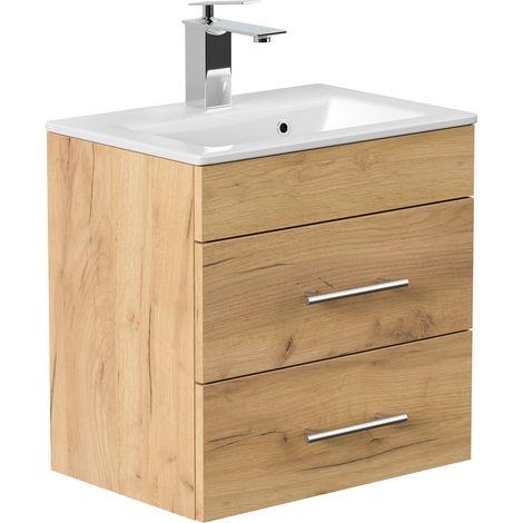 Badmöbel Mars 500 SlimLine 50x34cm mit 2 SoftClose Schubladen eiche gold