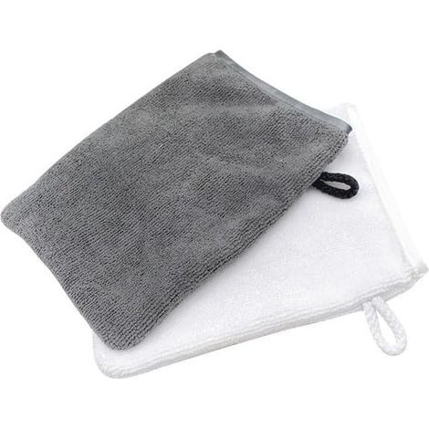 Gants de Toilette en Microfibre,2 PCS Gants Doux en Flanelle Chiffon de Bain Spa Gants Démaquillants Réutilisables (1/5)