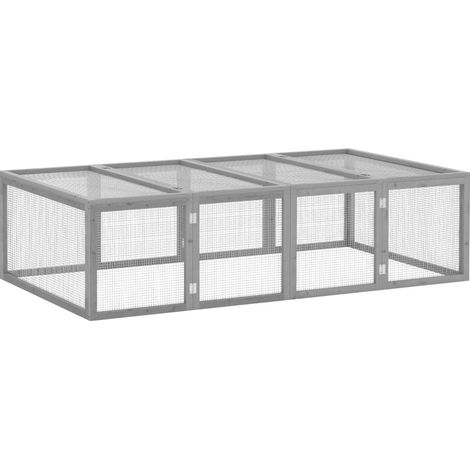 CHICFURN Recinto per piccoli animali 181x100x48 cm in legno grigio con porta e 2 coperchi (1/5)