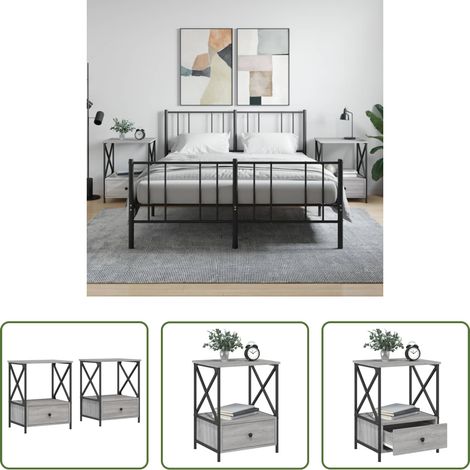 vidaXL Tables de chevet industrielles - Tables de chevet 2 pcs sonoma gris 50x41x65 cm bois ingénierie (1/5)